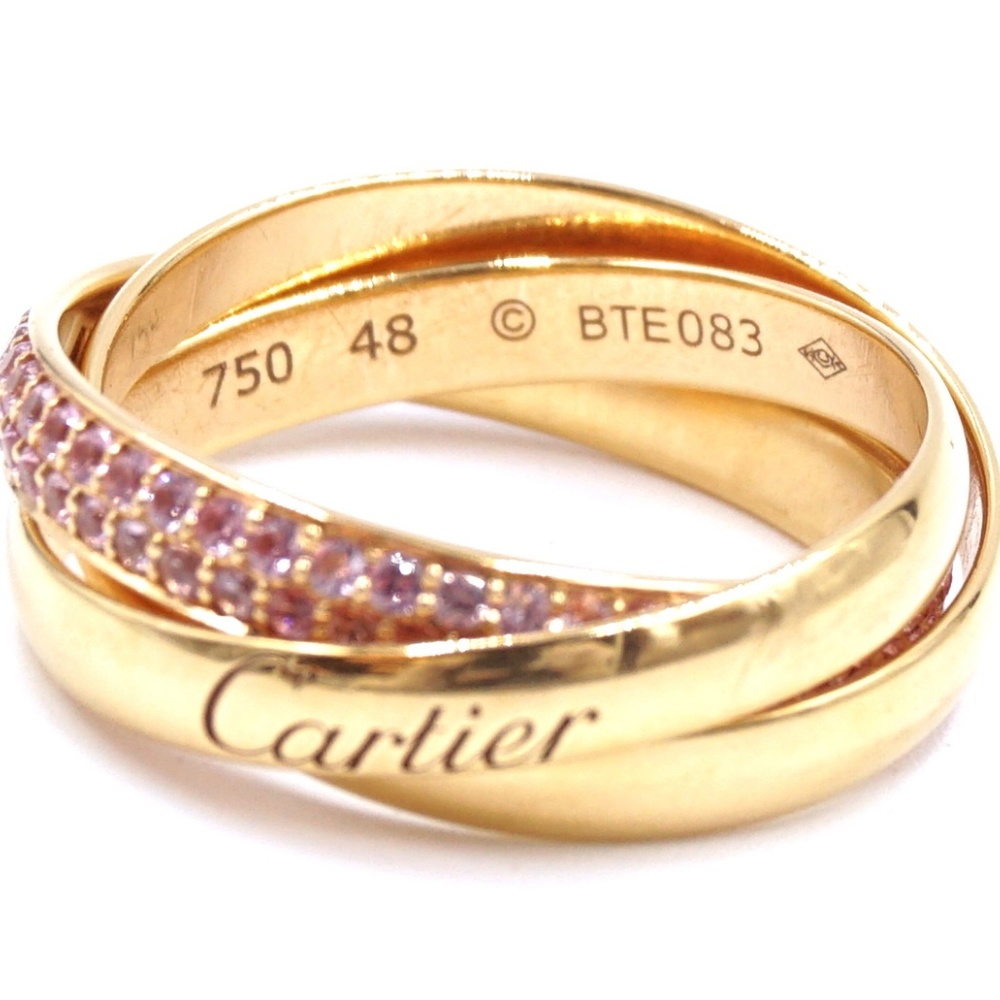 18k 750 Trinity Sapphire Stones Size 48 4.5 Ring - Picture 5 of 8